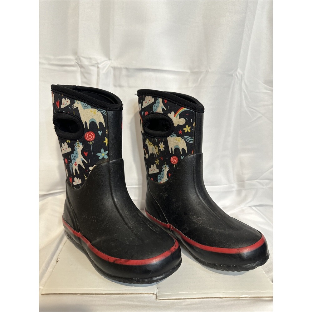 Lone Cone Unicorn Dreams Kids 9T Mud Muck Boots Black Winter 9  EU 27 Rain Farm